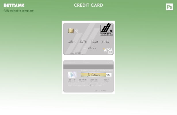 Модерен стил на шаблон за дебитна картичка за виза на Словачка Tatra Banka